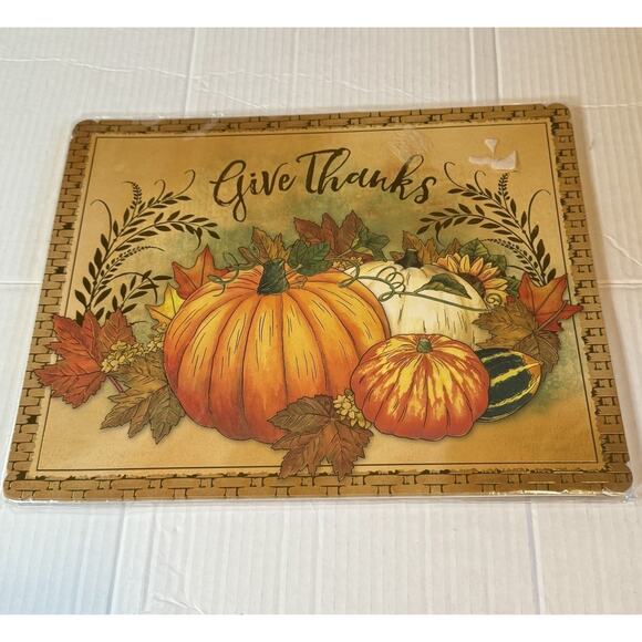 NEW Pier 1 Holiday Thanksgiving Give Thanks Placemats Thick Paper 12Pcs Reusable - Picture 1 of 7